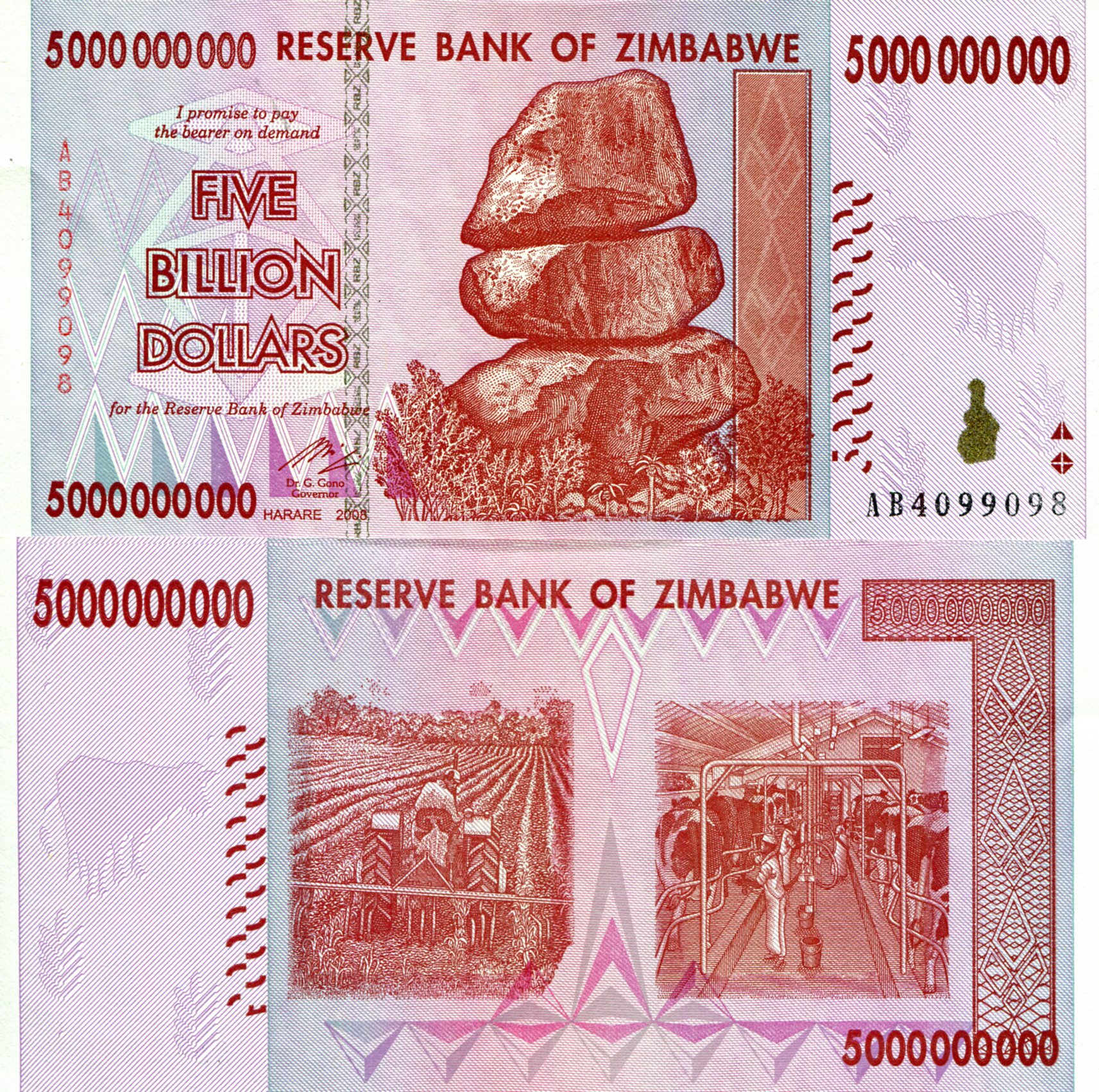 Zimbabwe 5 Billion Dollars UNC pick #: 84