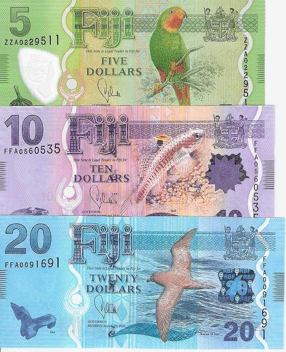 Fiji 5-20 Dollars Pick Number: New UNC Banknote