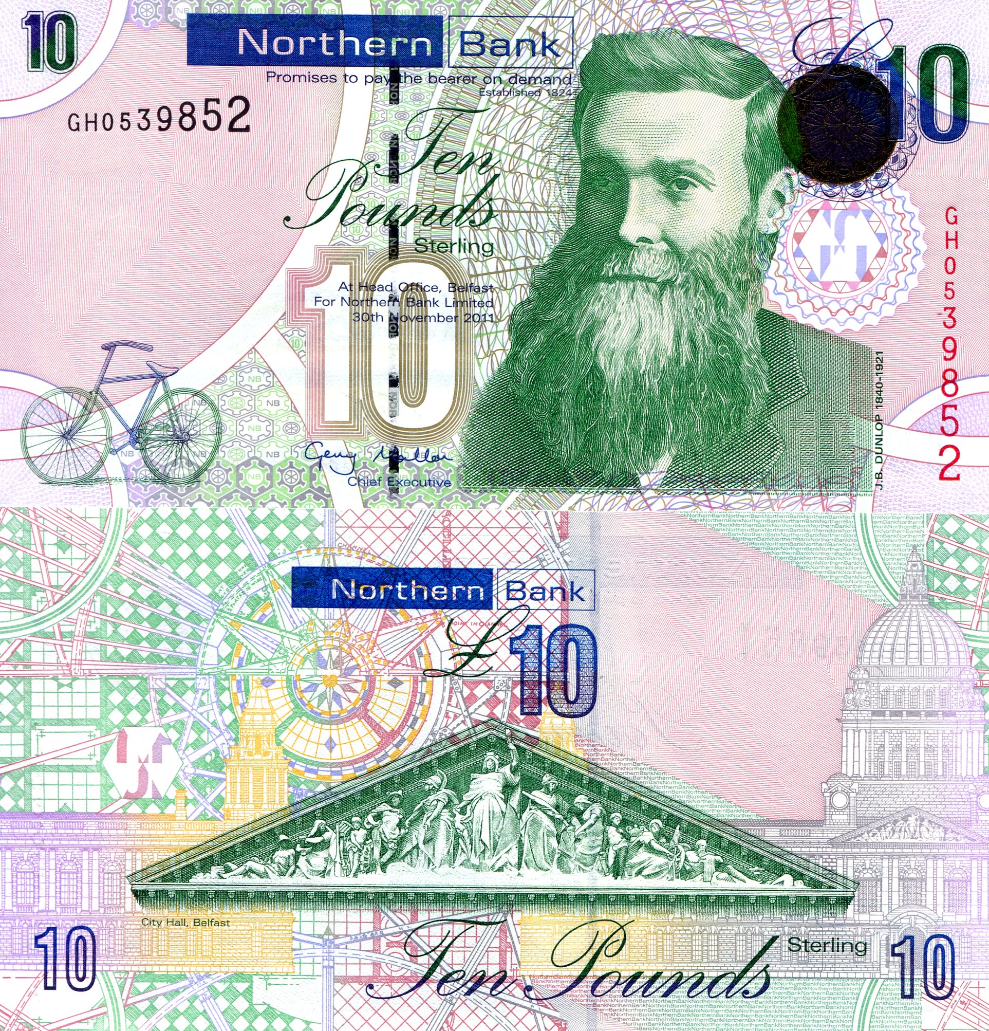 Ireland, North 10 Pounds UNC  pick #: 210b