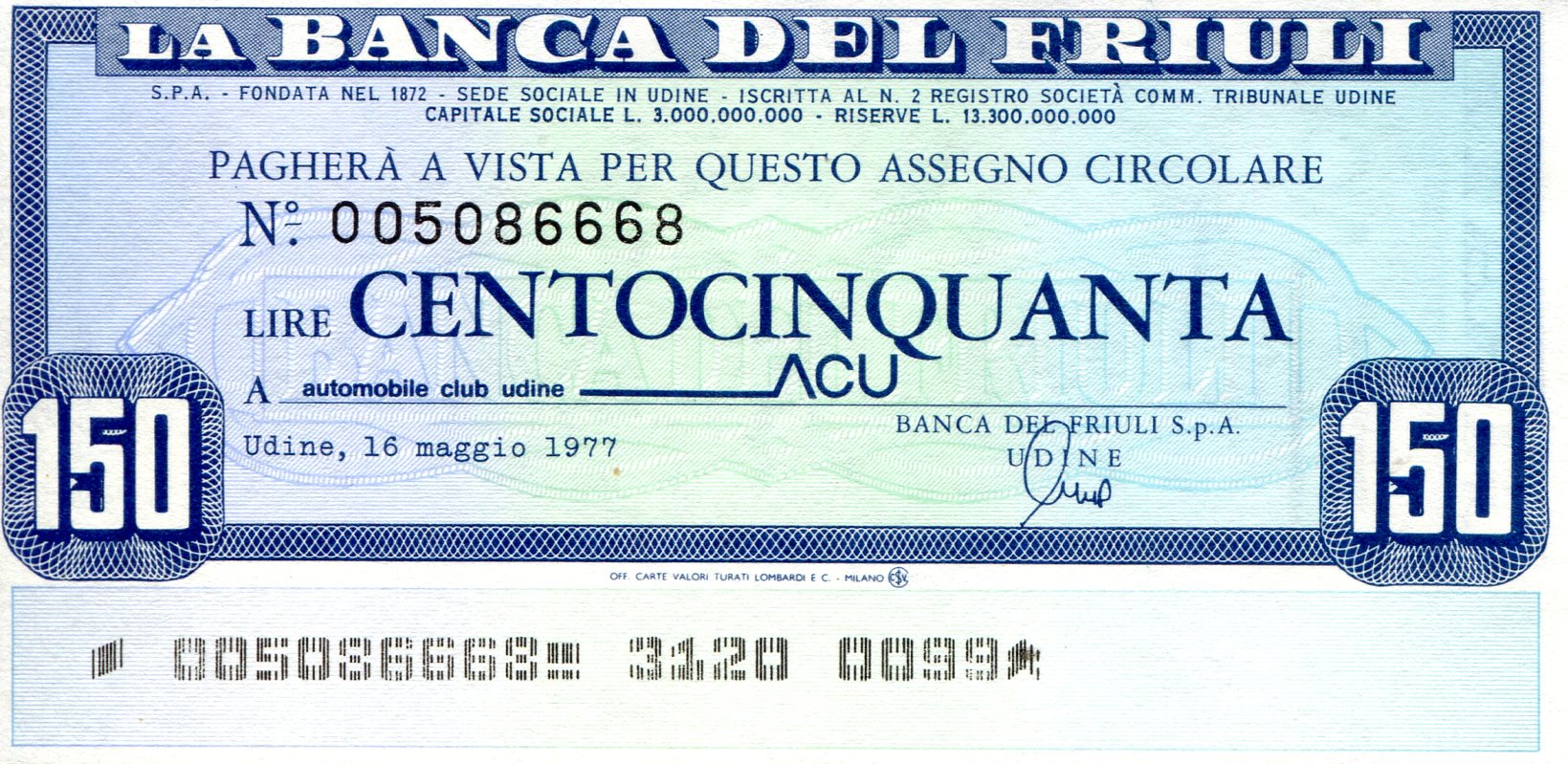 Italy (Emergency Issue) 150 Lire aUNC pick #: be6668