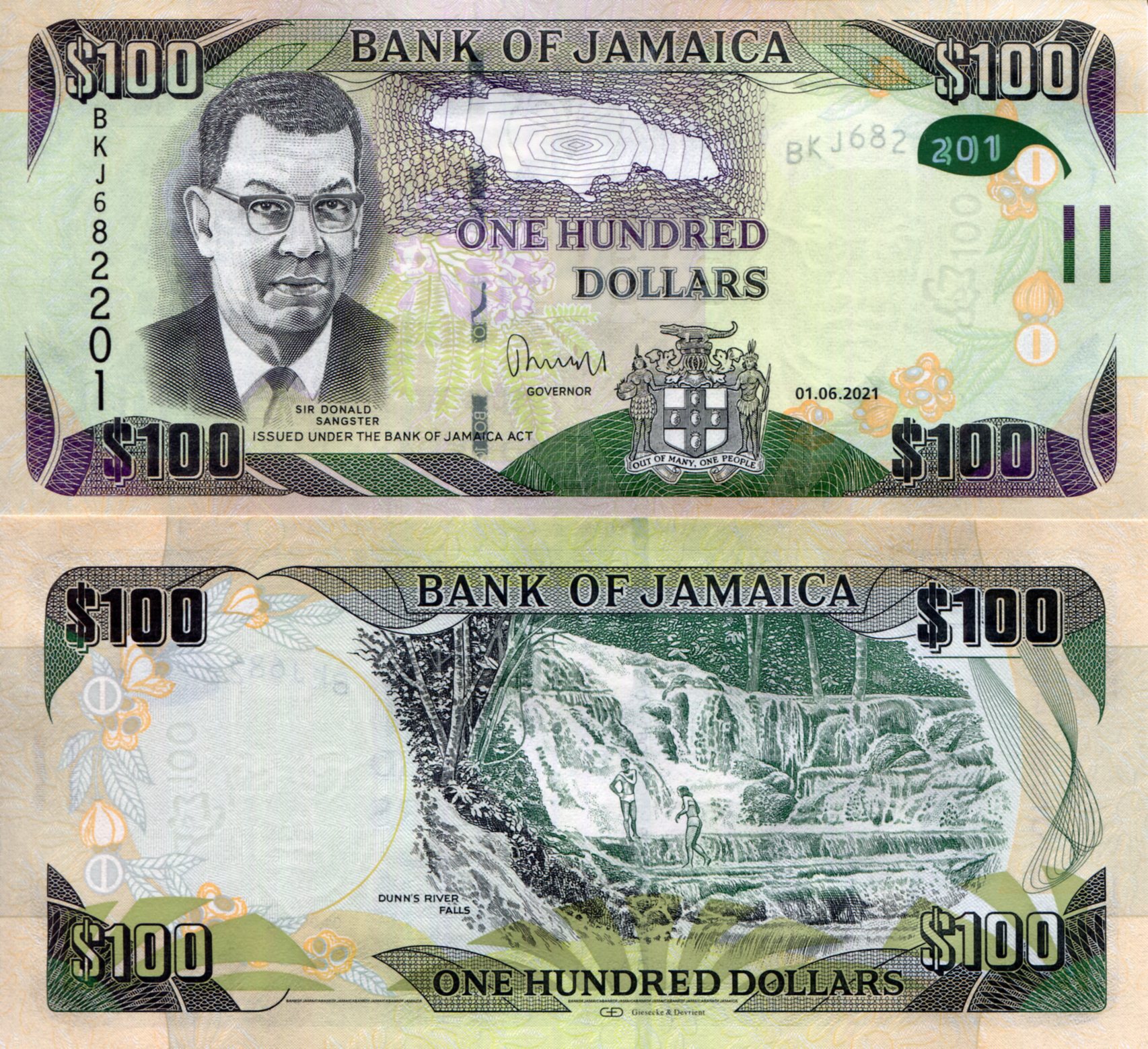 Jamaica 100 Dollars UNC pick #: 95h
