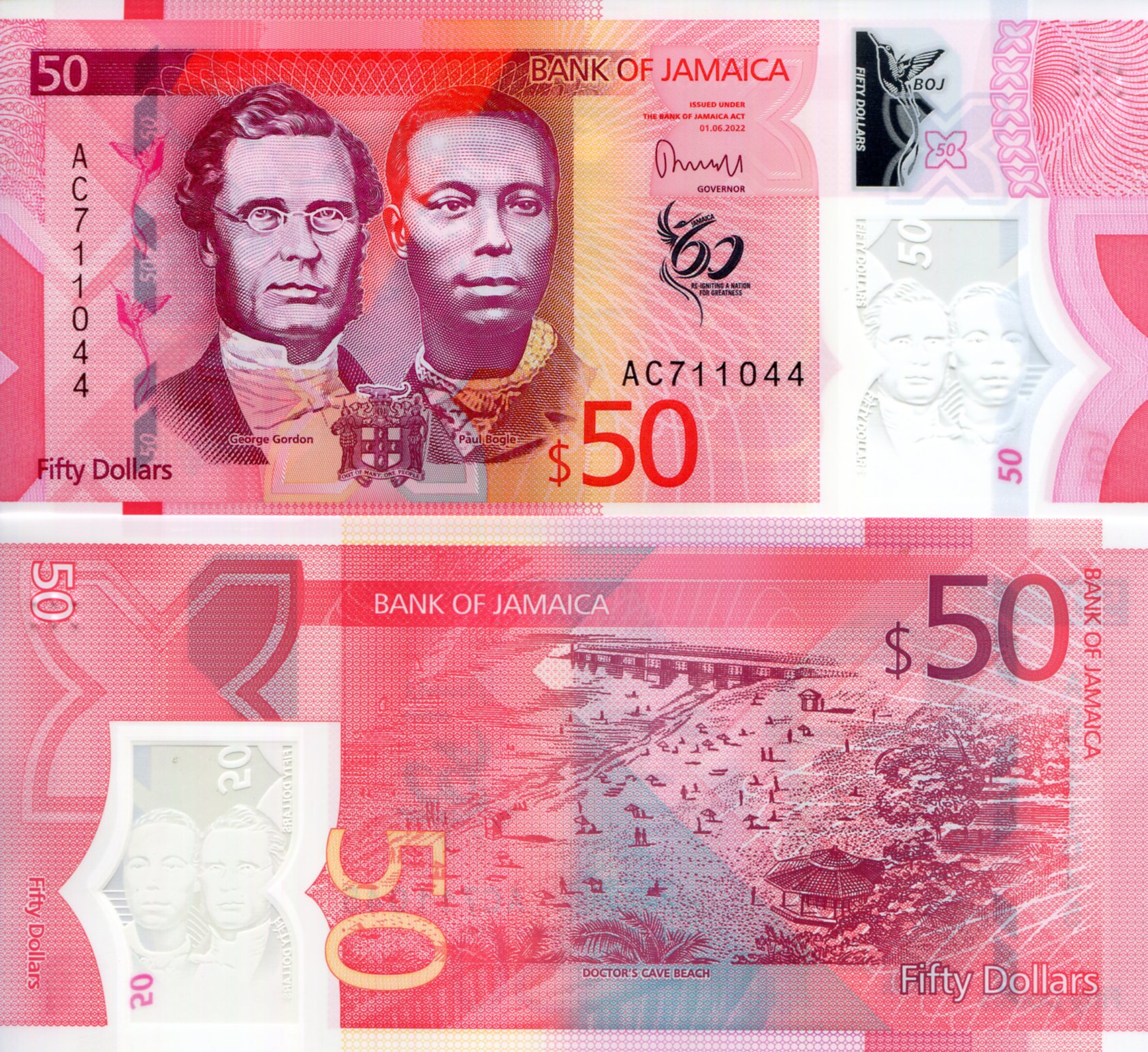 Jamaica 50 Dollars UNC pick #: New