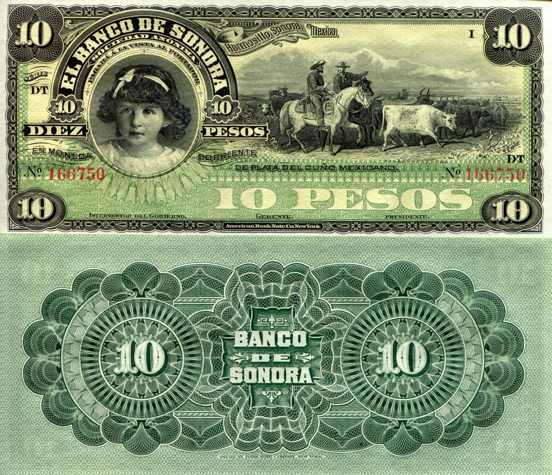 Mexico 10 Pesos aUNC pick #: S420r (series DT)
