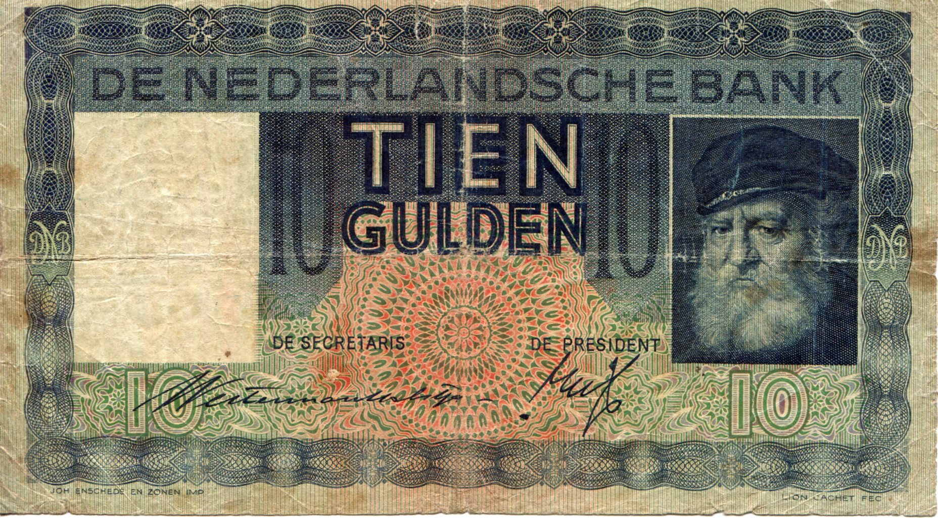 Netherlands 10 Gulden G (See large scan) pick #: 49