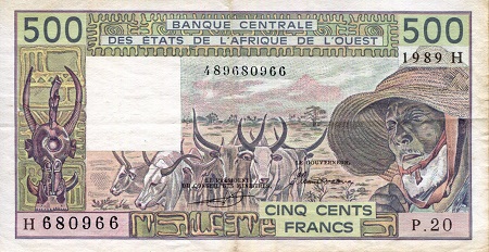 Niger 500 Francs Pick Number: 606Hk VF/F (See large scan) Banknote