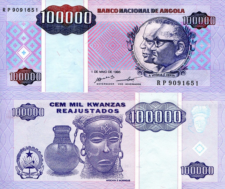 Angola 100,000 Kwanzas Reajustados Pick Number: 139 UNC Banknote