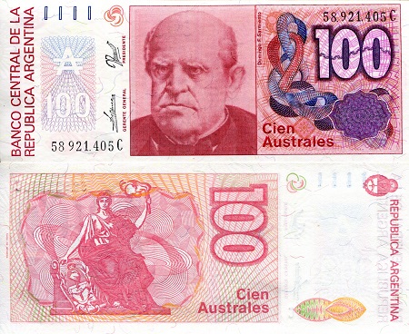 Argentina  100 Australes Pick Number: 327f XF (see large scan) Banknote