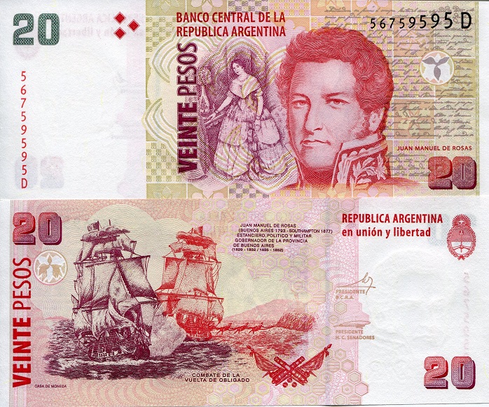 Argentina  20 Pesos Pick Number: 355 UNC Banknote