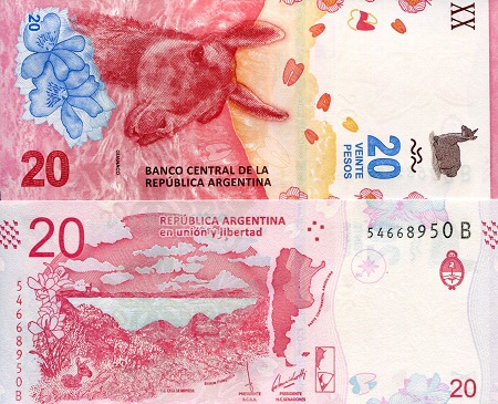 Argentina  20 Pesos Pick Number: 361b UNC Banknote