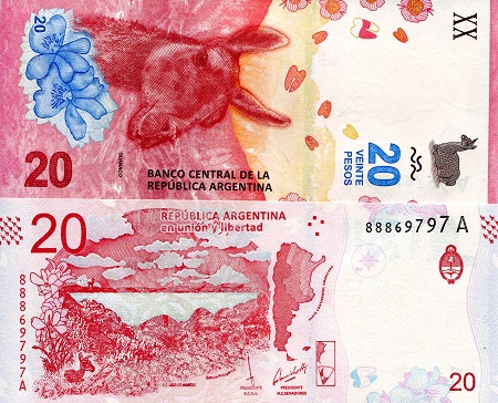 Argentina  20 Pesos Pick Number: 361a UNC Banknote