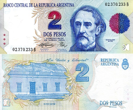 Argentina  2 Pesos Pick Number: 340b UNC Banknote