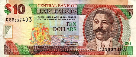 Barbados 10 Dollars Pick Number: 62 VF (see scan) Banknote