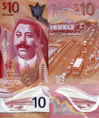 Barbados 10 Dollars Pick Number: New UNC Banknote