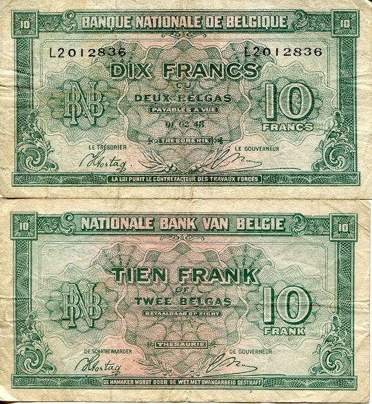 Belgium 10 Francs Pick Number: 122 VF/F Banknote