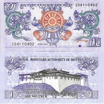Bhutan 1 Ngultrum Pick Number: 27a UNC Banknote