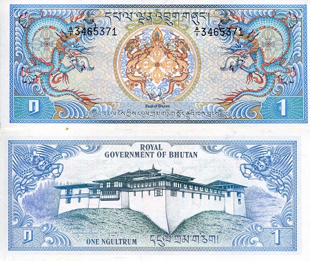 Bhutan 1 Ngultrum Pick Number: 5 UNC Banknote