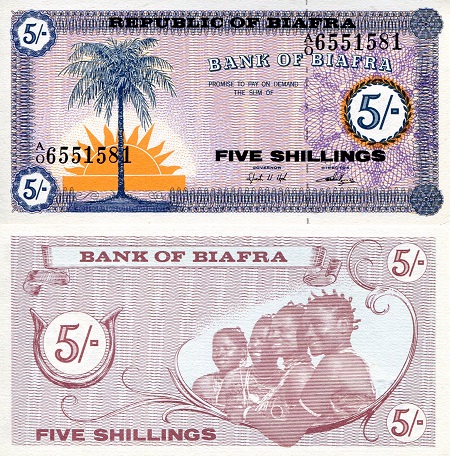 Biafra Shillings and Pounds banknotes