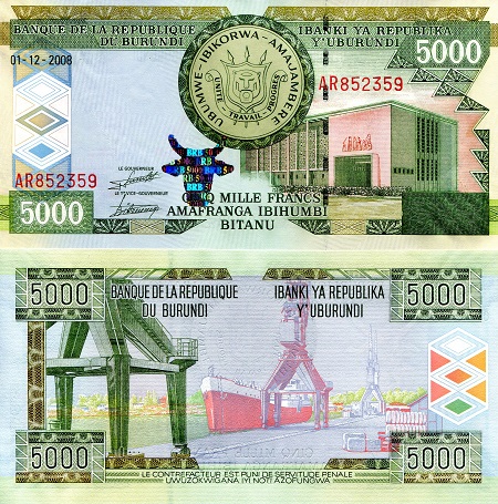 Burundi 5,000 Francs Pick Number: 48 UNC Banknote