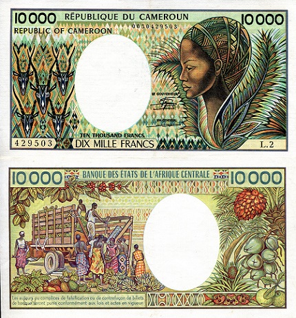Cameroun 10,000 Francs Pick Number: 23 aUNC/XF (see large scan) Banknote