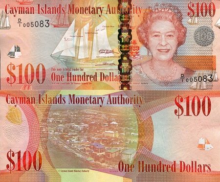 Cayman Islands 100 Dollars Pick Number: 43a aUNC Banknote