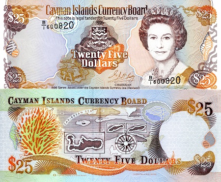 Cayman Islands 25 Dollars Pick Number: 19 UNC Banknote
