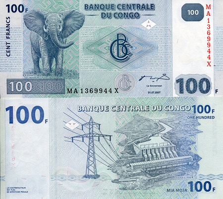 Congo Democratic Republic Francs banknotes