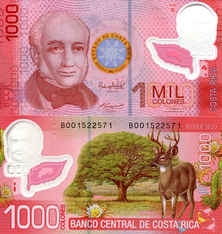 Costa Rica  1,000 Colones Pick Number: 274b UNC Banknote