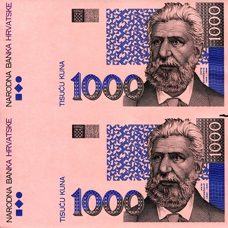 Croatia 1,000 Kuna Pick Number: 35 ? Front aUNC/XF (see scan) Banknote