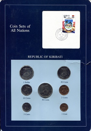 Kiribati 1 - 1 Dollar - Cent UNC (Board has wear & Tear)