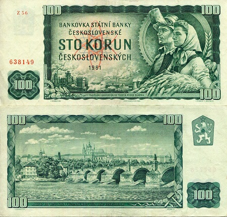 Czechoslovakia 100 Korun Pick Number: 91b1 VF/F (see large scan) Banknote
