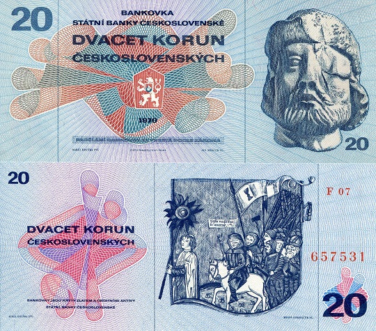 Czechoslovakia 20 Korun Pick Number: 92 UNC Banknote