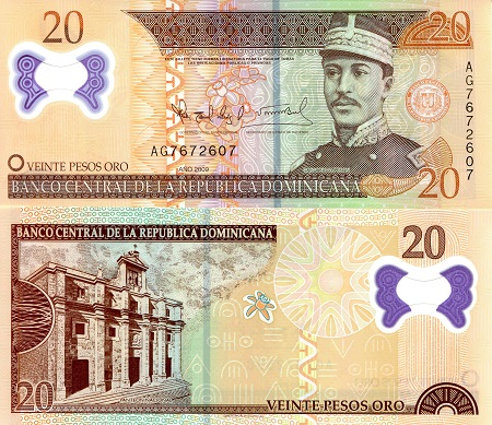 Dominican Republic 20 Pesos Oro Pick Number: 182a UNC Banknote