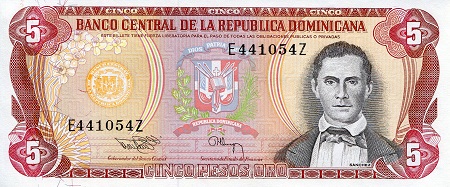 Dominican Republic 5 Pesos Oro Pick Number: 146a aUNC Banknote
