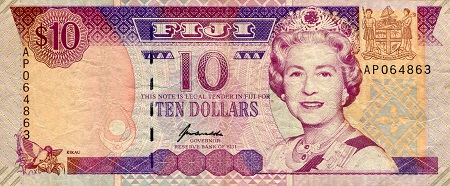 Fiji 10 Dollars Pick Number: 98a F (see large scan) Banknote