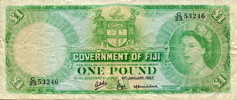 Fiji 1 Dollars Pick Number: 53i VF- Banknote