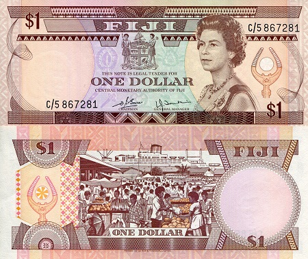 Fiji 1 Dollar Pick Number: 76a UNC Banknote