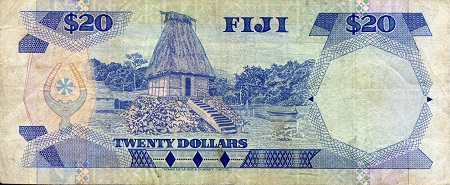Fiji 20 Dollars VG (See large scan) pick #: 80a