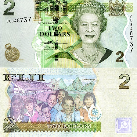 Fiji 2 Dollars Pick Number: 109a UNC Banknote
