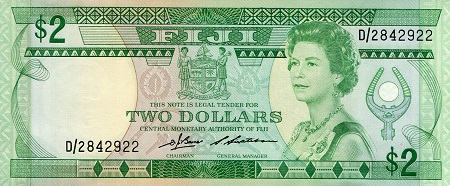 Fiji 2 Dollars Pick Number: 82a UNC Banknote