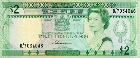 Fiji 2 Dollars Pick Number: 87a UNC Banknote