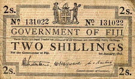 Fiji 2 Shillings Pick Number: 50a VG (see large scan) Banknote