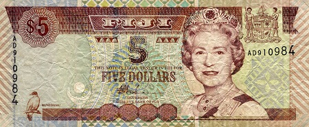 Fiji 5 Dollars Pick Number: 105a F (see large scan) Banknote
