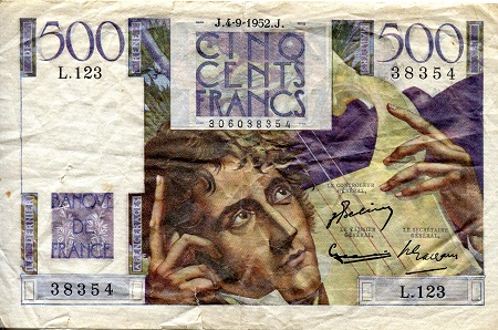 France 500 Francs Pick Number: 129c F (see large scan) Banknote