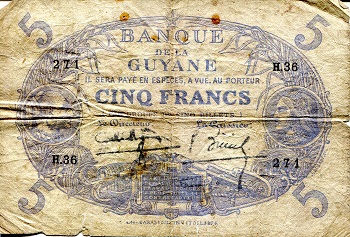 French Guiana Francs banknotes