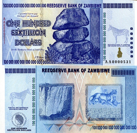 Zambibwe Dollars fun notes