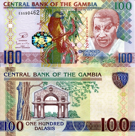 Gambia 100 Dalasi Pick Number: 29b UNC Banknote