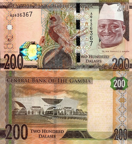 Gambia 200 Dalasi Pick Number: 36 UNC Banknote