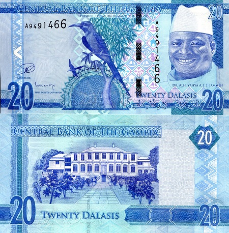 Gambia 20 Dalasi Pick Number: 33a UNC Banknote