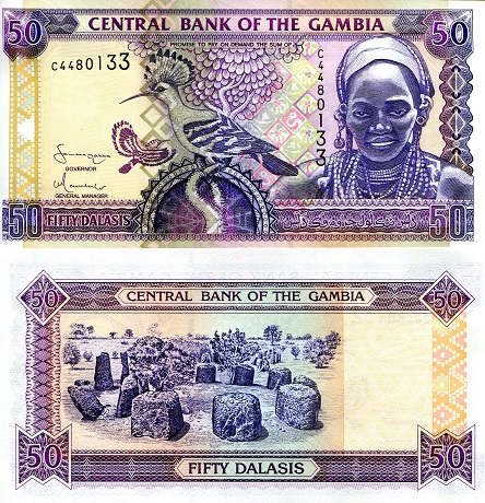 Gambia 50 Dalasi Pick Number: 23c UNC Banknote