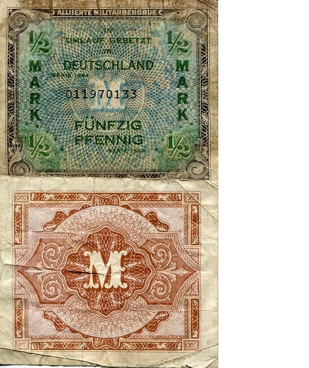 Germany 1/2 Marks Pick Number: 191a VG Banknote